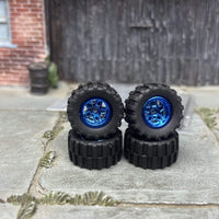 Custom Hot Wheels Wheels and Matchbox Rubber Tires - Blue 5 Star Racing Wheels Rubber Off Road 4X4 Tires