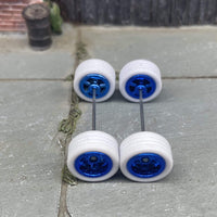 Custom Hot Wheels Wheels and Matchbox Rubber Tires - Blue Anodized Classic 5 Star Hot Rod Wheels White Rubber Tires 10mm & 10mm