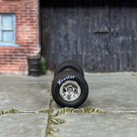 Custom Hot Wheels Wheels and Matchbox Rubber Tires - Chrome 5 Spoke Race Wheels - Hoosier Rubber Tire- - Cheater Drag Slicks 13mm