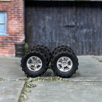 Custom Hot Wheels Wheels and Matchbox Rubber Tires - Chrome American Racing Wheels Rubber Off Road 4X4 Tires