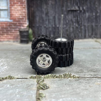 Custom Hot Wheels Wheels and Matchbox Rubber Tires - Chrome Traditional 5 Star Wheels Rubber Off Road 4X4 Tires