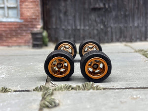 Custom Hot Wheels Wheels and Matchbox Rubber Tires - Copper 5 Spoke Deep Dish Wheels Rubber Tires 10mm & 10mm