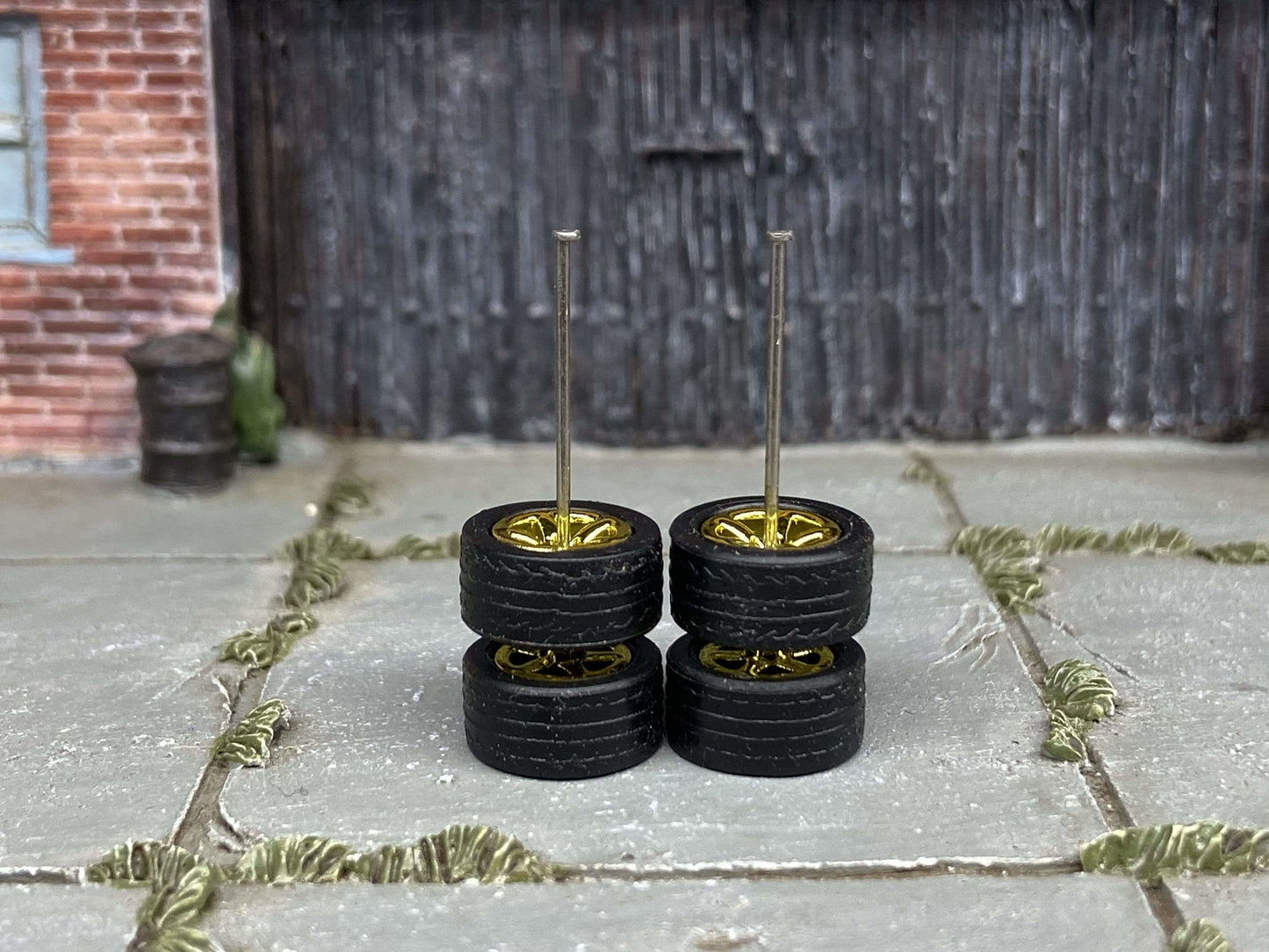 Custom Hot Wheels Wheels and Matchbox Rubber Tires - Gold Anodized Factory 5 Star Hot Rod Wheels Rubber Tires 10mm & 10mm