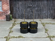 Custom Hot Wheels Wheels and Matchbox Rubber Tires - Gold Anodized Factory 5 Star Hot Rod Wheels Rubber Tires 10mm & 10mm