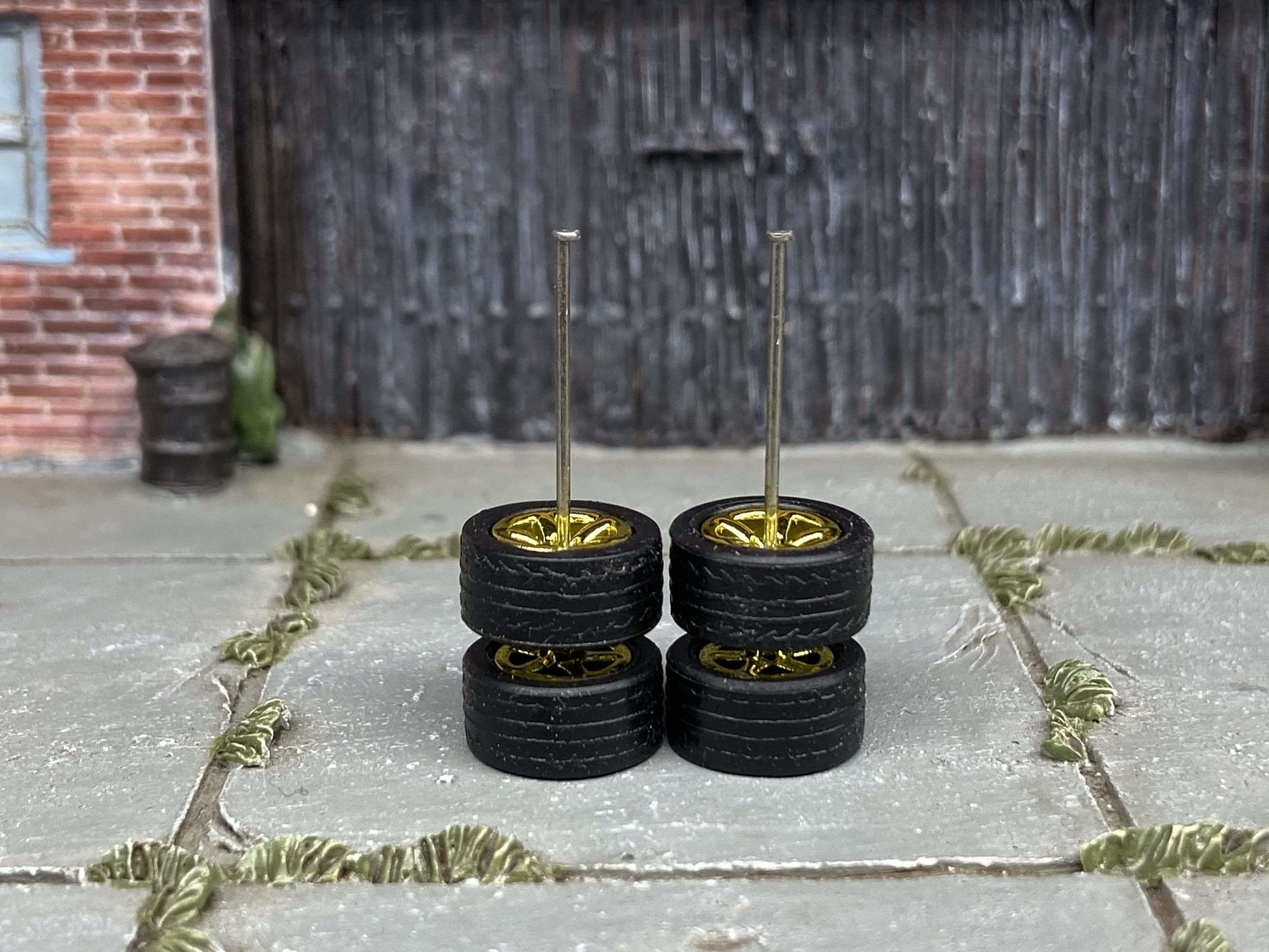 Custom Hot Wheels Wheels and Matchbox Rubber Tires - Gold Anodized Factory 5 Star Hot Rod Wheels Rubber Tires 10mm & 10mm