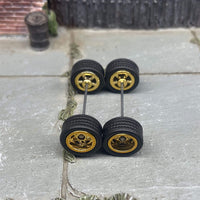 Custom Hot Wheels Wheels and Matchbox Rubber Tires - Gold Classic 5 Star Hot Rod Wheels Rubber Tires 10mm & 10mm