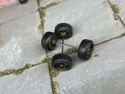 Custom Hot Wheels Wheels and Matchbox Rubber Tires - Green/Drab 6 Spoke Race Wheels Rubber Tires 10mm & 10mm
