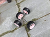 Custom Hot Wheels Wheels and Matchbox Rubber Tires - Pink 4 Spoke Wheels With Black Tires 10mm & 10mm