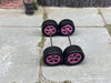 Custom Hot Wheels Wheels and Matchbox Rubber Tires - Pink Anodized Classic 5 Star Hot Rod Wheels Rubber Tires 10mm & 10mm