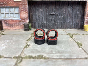 Custom Hot Wheels Wheels and Matchbox Rubber Tires - Red Line Treaded Tires For 10mm Wheels