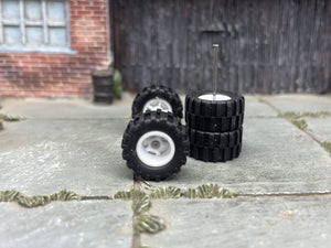 Custom Hot Wheels Wheels and Matchbox Rubber Tires - White 5 Spoke Wheels Rubber Off Road 4X4 Tires