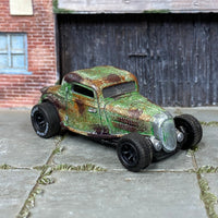Custom Matchbox - 1933 Ford - Custom Painted Patina - Black 6 Spoke Wheels - Goodyear Rubber Tires