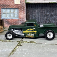 Custom Matchbox 1935 Ford Pick Up Truck Hot Rod Dressed in Green With Mags and Big Rubber Tires