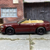 Custom Matchbox 2018 Ford Mustang Convertible With Black 6 Spoke Studded Race Wheels and Rubber Tires