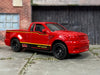 Custom Matchbox - Ford F150 Lightning - Red, Black and Yellow SVT - Black 8 Hole Wheels - Rubber Tires