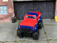 Custom Matchbox - International Scout 4X4 - Red, Blue and White - Gray Mag Wheels - Off Road Rubber Tires