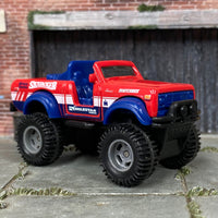 Custom Matchbox - International Scout 4X4 - Red, Blue and White - Gray Mag Wheels - Off Road Rubber Tires