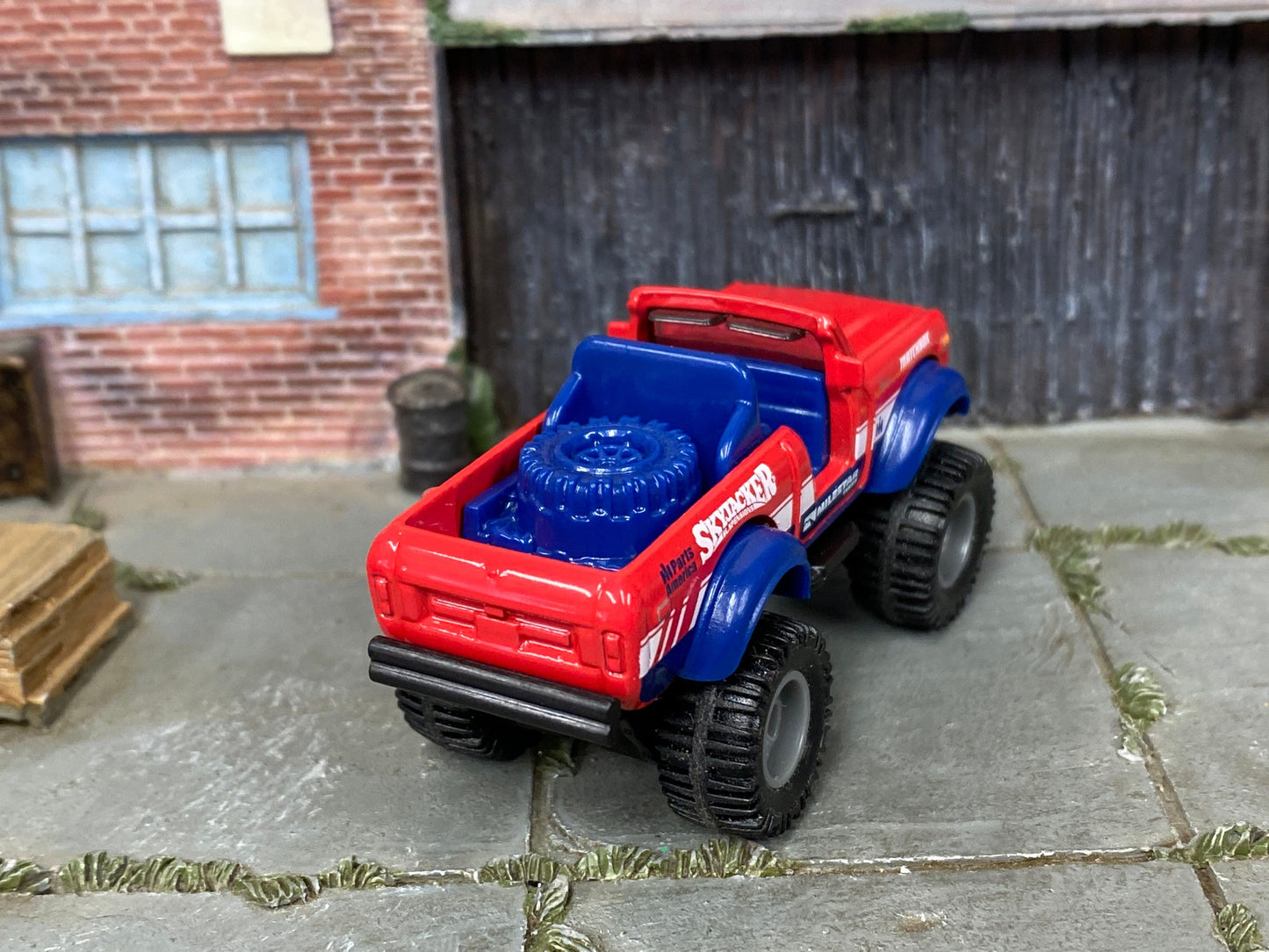Custom Matchbox - International Scout 4X4 - Red, Blue and White - Gray Mag Wheels - Off Road Rubber Tires