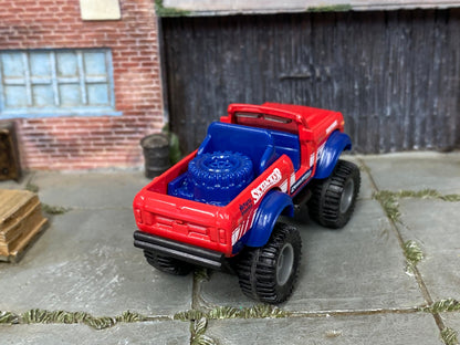 Custom Matchbox - International Scout 4X4 - Red, Blue and White - Gray Mag Wheels - Off Road Rubber Tires