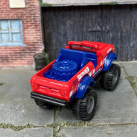 Custom Matchbox - International Scout 4X4 - Red, Blue and White - Gray Mag Wheels - Off Road Rubber Tires