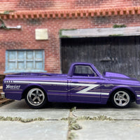 Custom Painted Hot Wheels 1967 Chevy Pick Up Truck in Custom Satin Purple With Chrome American Racing Wheels With Rubber Tires