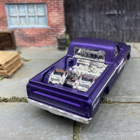 Custom Painted Hot Wheels 1967 Chevy Pick Up Truck in Custom Satin Purple With Chrome American Racing Wheels With Rubber Tires
