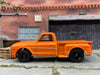 Custom Painted Hot Wheels 1969 Chevy Pick Up Truck in Custom Satin Orange With Black American Racing Wheels With Rubber Tires