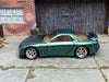 Custom Painted Hot Wheels 1995 Mazda RX7 In Emerald Turquoise Chameleon With Chrome 6 Spoke Wheels With Rubber Tires