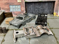 Rear view of bare-metal 1967 Chevy C10 Pickup kit