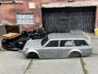 Bare-metal Datsun 510 Wagon DIY Hot Wheels kit