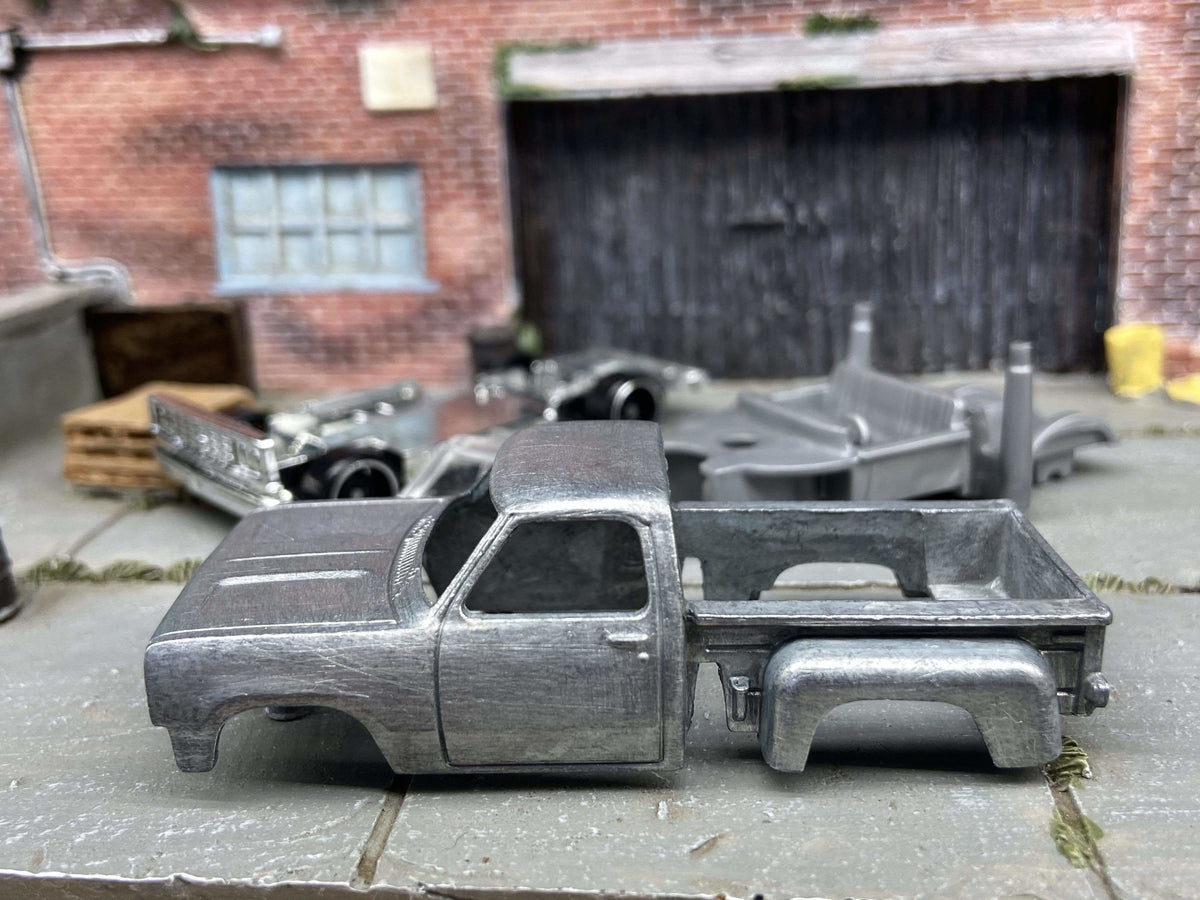 Bare-metal 1978 Dodge D100 Lil Red Express DIY Hot Wheels kit