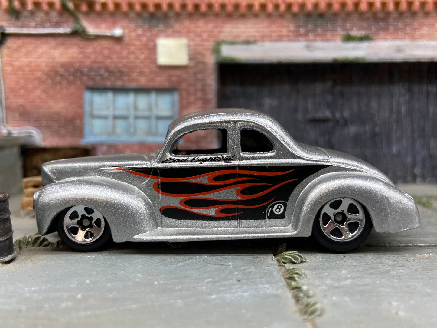 Loose Hot Wheels - 1940 Ford Coupe - Silver with Flames