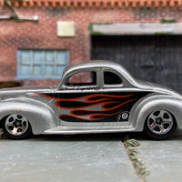 Hot Wheels 1940 Ford Coupe Dressed in Silver with Flames