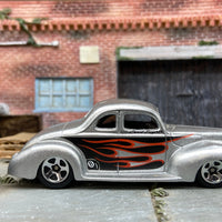 Hot Wheels 1940 Ford Coupe Dressed in Silver with Flames