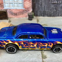 Hot Wheels 1950 Ford Shoe Box Dressed in Dark Blue with Flames