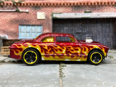 Hot Wheels 1950 Ford Shoe Box Dressed in Dark Red with Flames