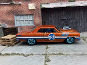 Hot Wheels 1964 Chevy Chevelle SS In Burned Orange White and Blue #53
