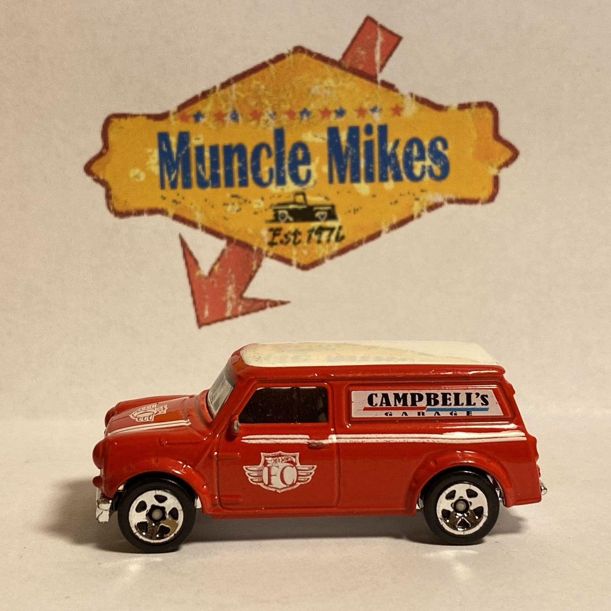 Hot Wheels 1967 Austin Mini Van "Campbell's Garage" Red