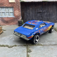 Hot Wheels 1967 Chevy Camaro In Blue with Flames And Livery With an Opening Hood