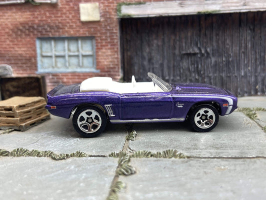Loose Hot Wheels 1969 Chevy Camaro Convertible In Purple and White