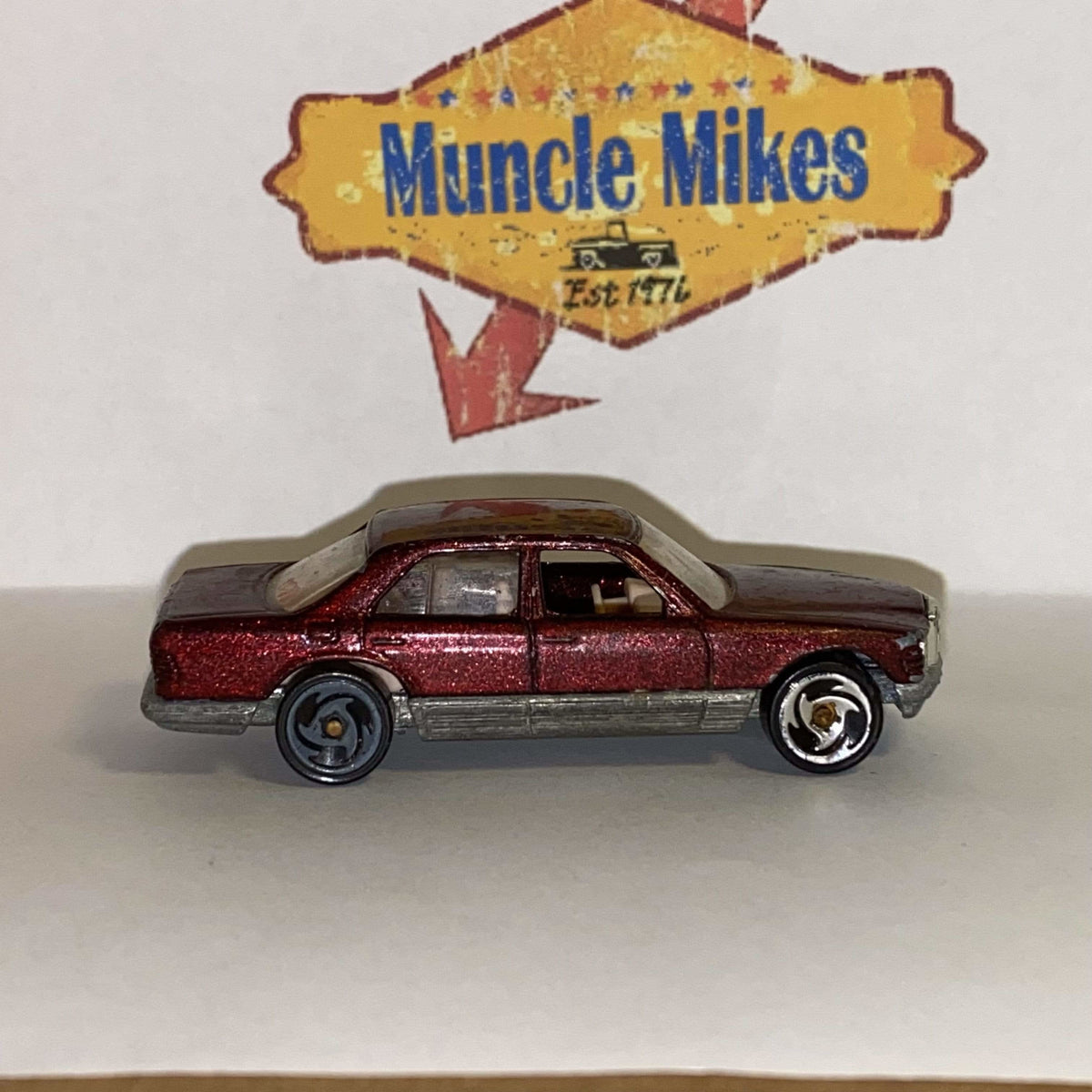 Hot Wheels Mercedes 380 SEL 1991 in deep dark red sparkle flake paint with Hot Wheels logo in the back window *Loose!