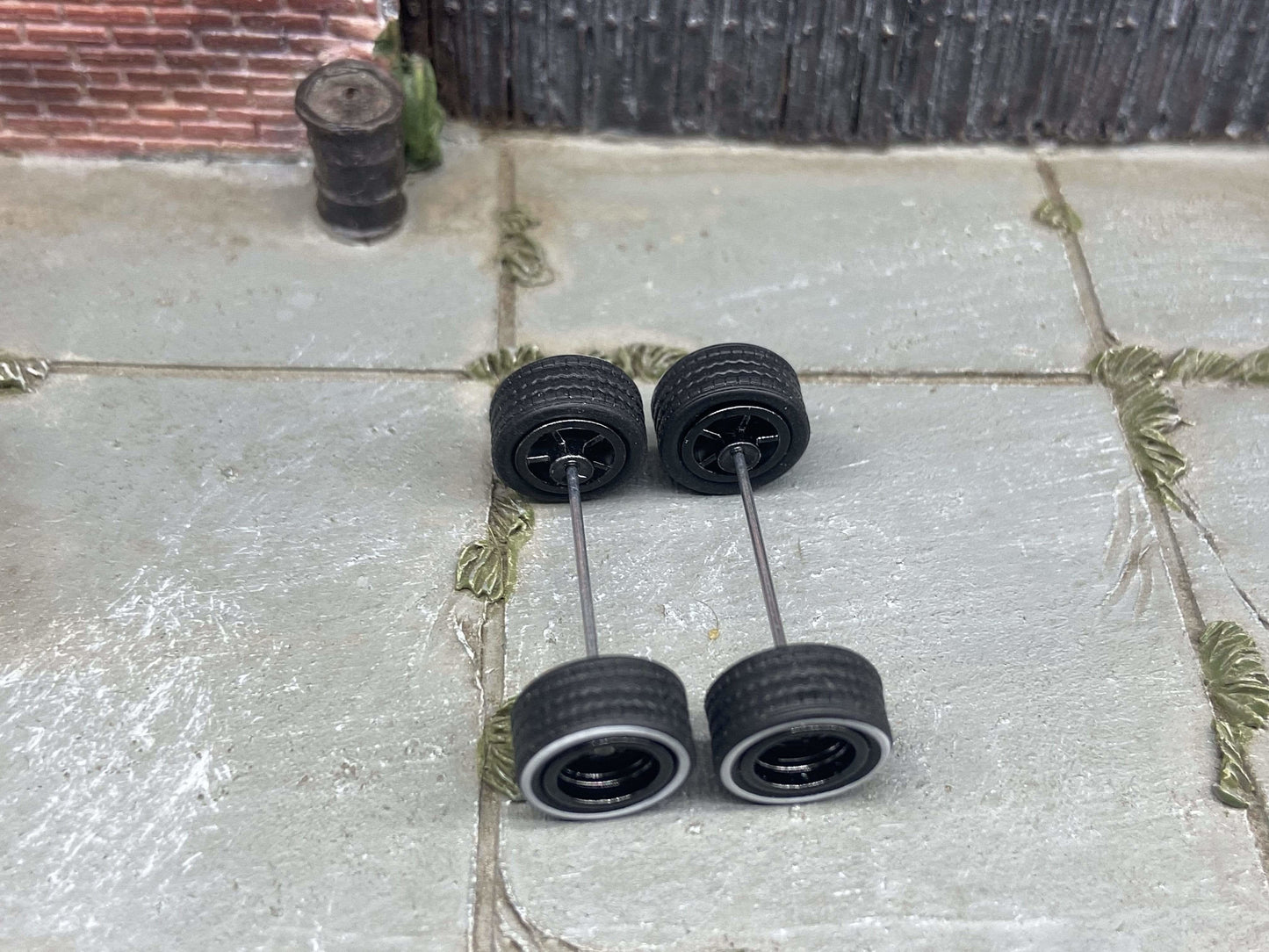 Hot Wheels Wheels and Matchbox White Wall Rubber Tires - 5 Spoke Mag Black Wheels 10mm & 10mm