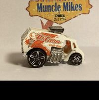 White Hot Wheels Cool-One with orange ice cream graphics, view 1