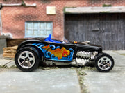 Loose Hot Wheels 1932 Ford Model A "Deuce Roadster" Dressed in Black and Blue Goldfish Livery