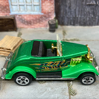 Loose Hot Wheels 1933 Ford Roadster Convertible Dressed in Green O'Lucky Flame Livery