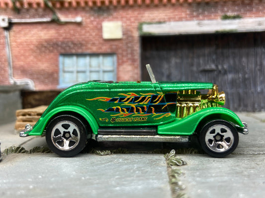 Loose Hot Wheels - 1933 Ford Roadster Convertible - Green O'Lucky Flame Livery
