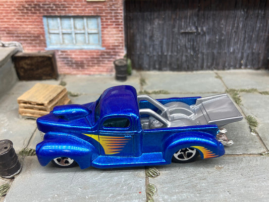 Loose Hot Wheels -1940 Ford Drag Truck - Blue With Scallops