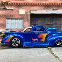 Loose Hot Wheels 1940 Ford Drag Truck Dressed in Blue With Scallops