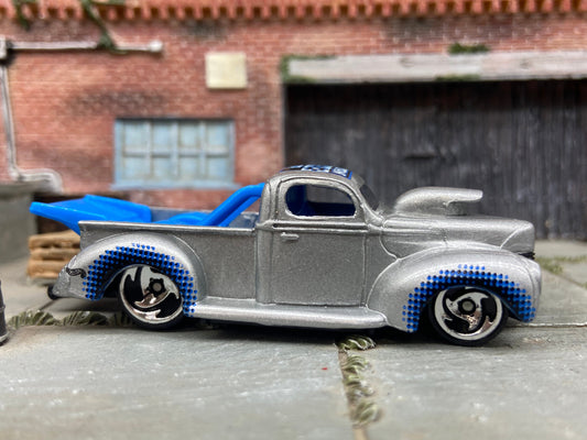 Loose Hot Wheels 1940 Ford Drag Truck Dressed in Silver and Blue Triston Auto Livery