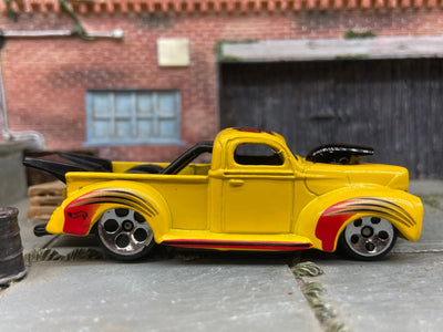 Loose Hot Wheels 1940 Ford Drag Truck Dressed in Yellow Haulin 40 Livery